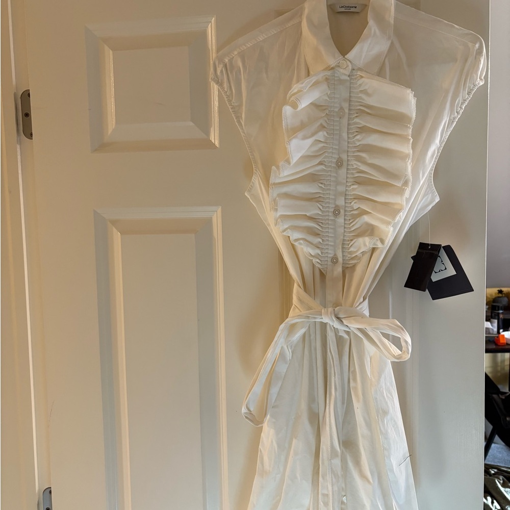Ralph Lauren White Ruffled Shirt Dress
